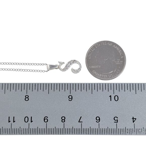 Cubic Zirconia "S" Pendant ONLY | Vintage SU Sterling Silver 925 - Picture 5 of 5